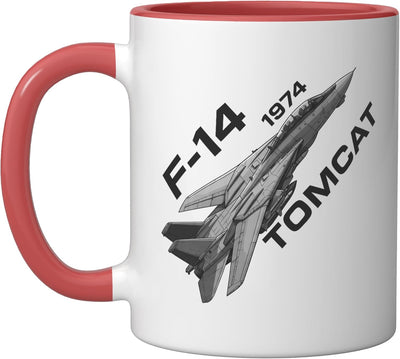 Taza cerámica F-14 Tomcat Jet Gráfica Roja/Blanca