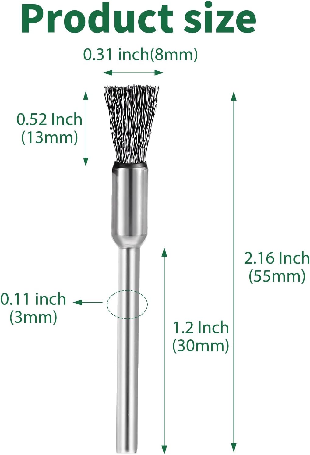 15 Cepillos Alambre Taladro Extensos para Limpieza Acero Inox