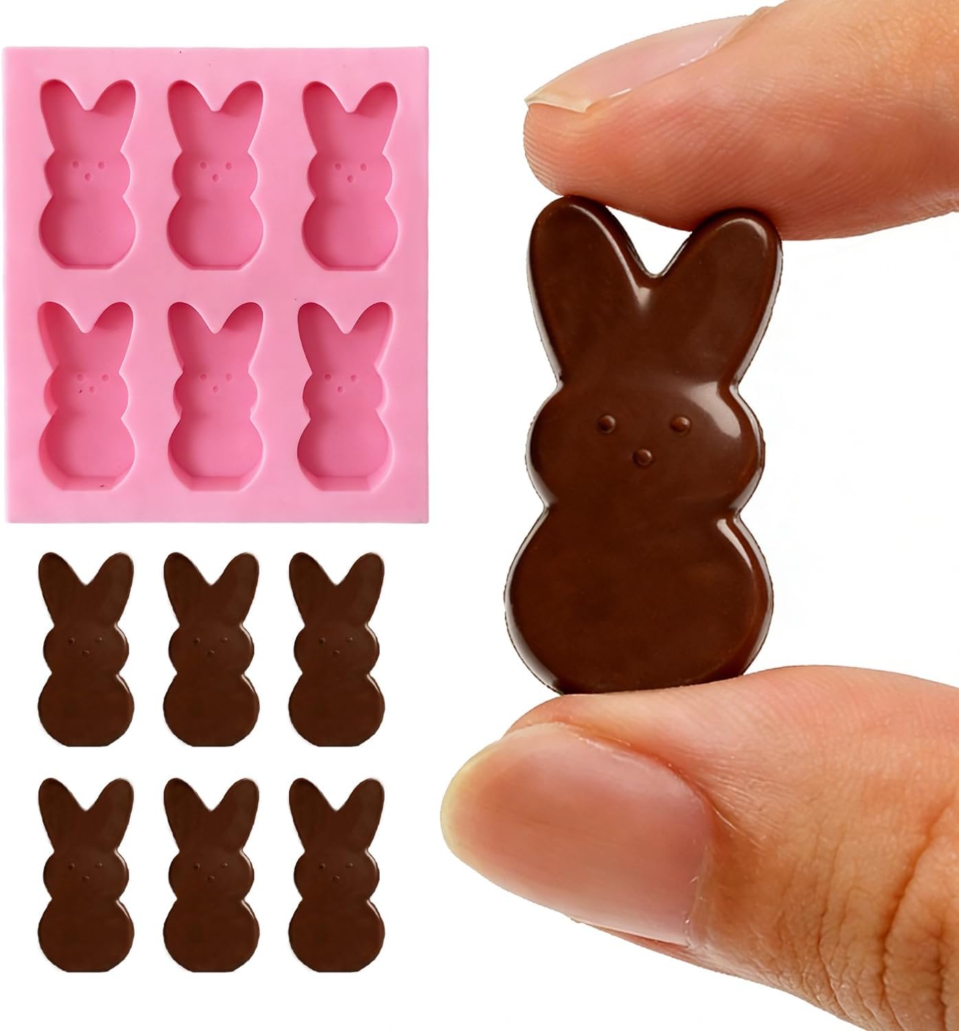 Molde silicona 6 cavidades para conejito de Pascua y dulces