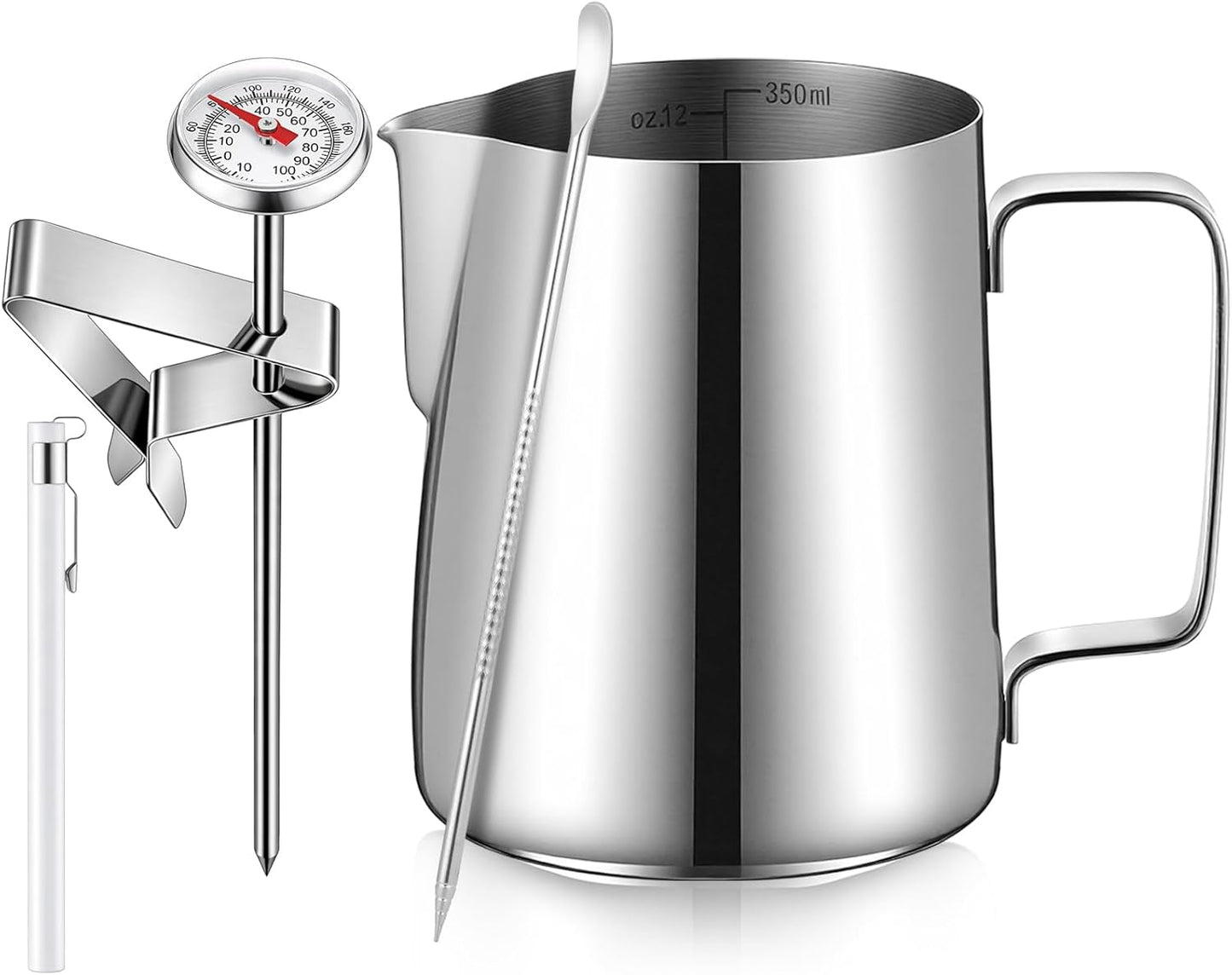 Kit 4 Accesorios Espresso Jarra Leche 12oz Acero Inox
