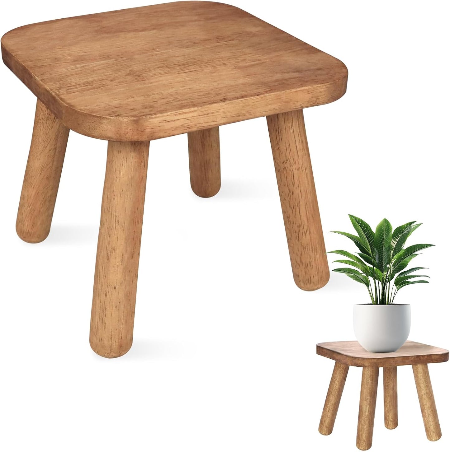 Taburete madera maciza 9.3pulg soporte decorativo baño cocina