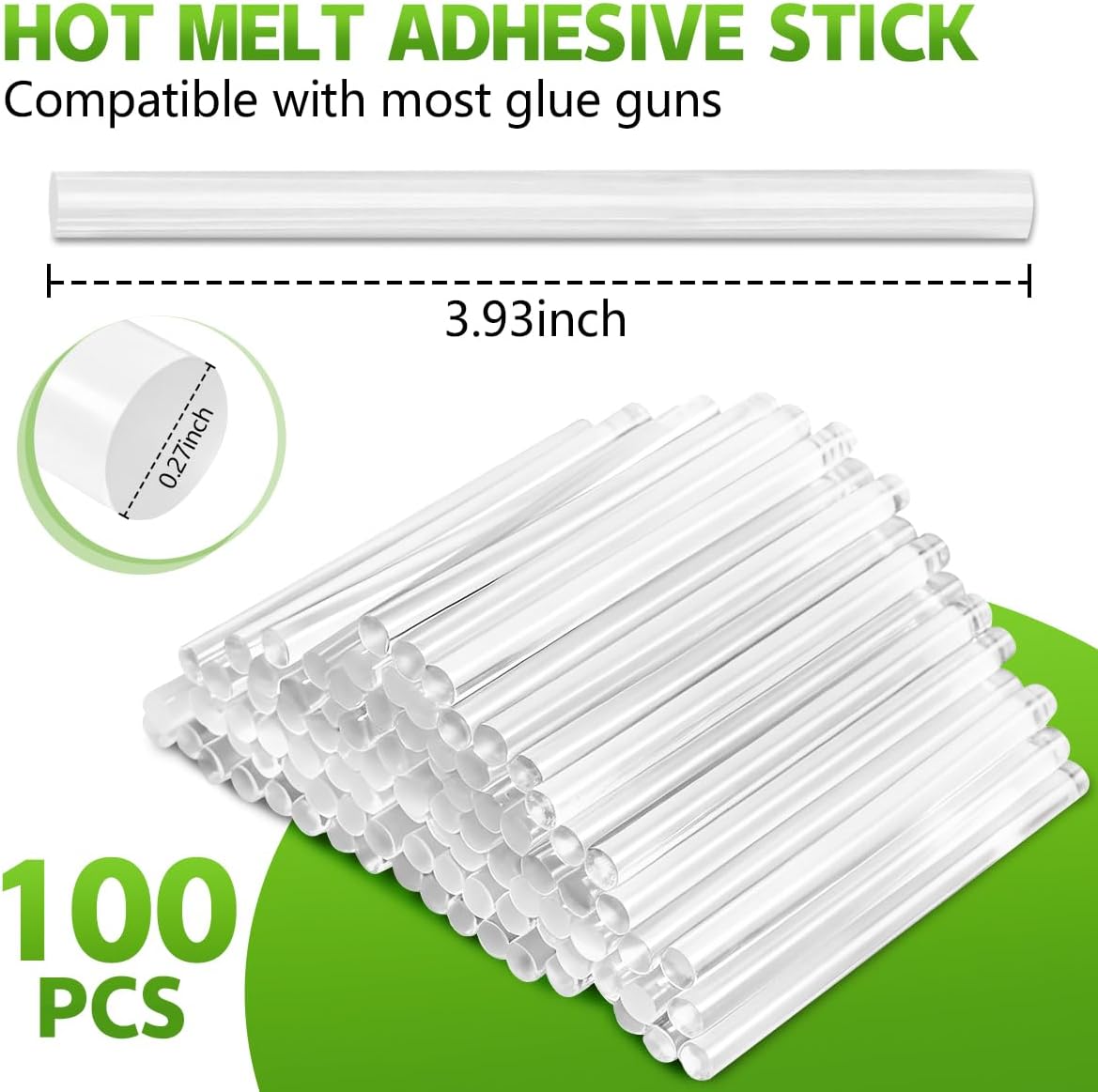 100 Barras Pegamento Caliente Transparentes 0.27x4pulg Universal