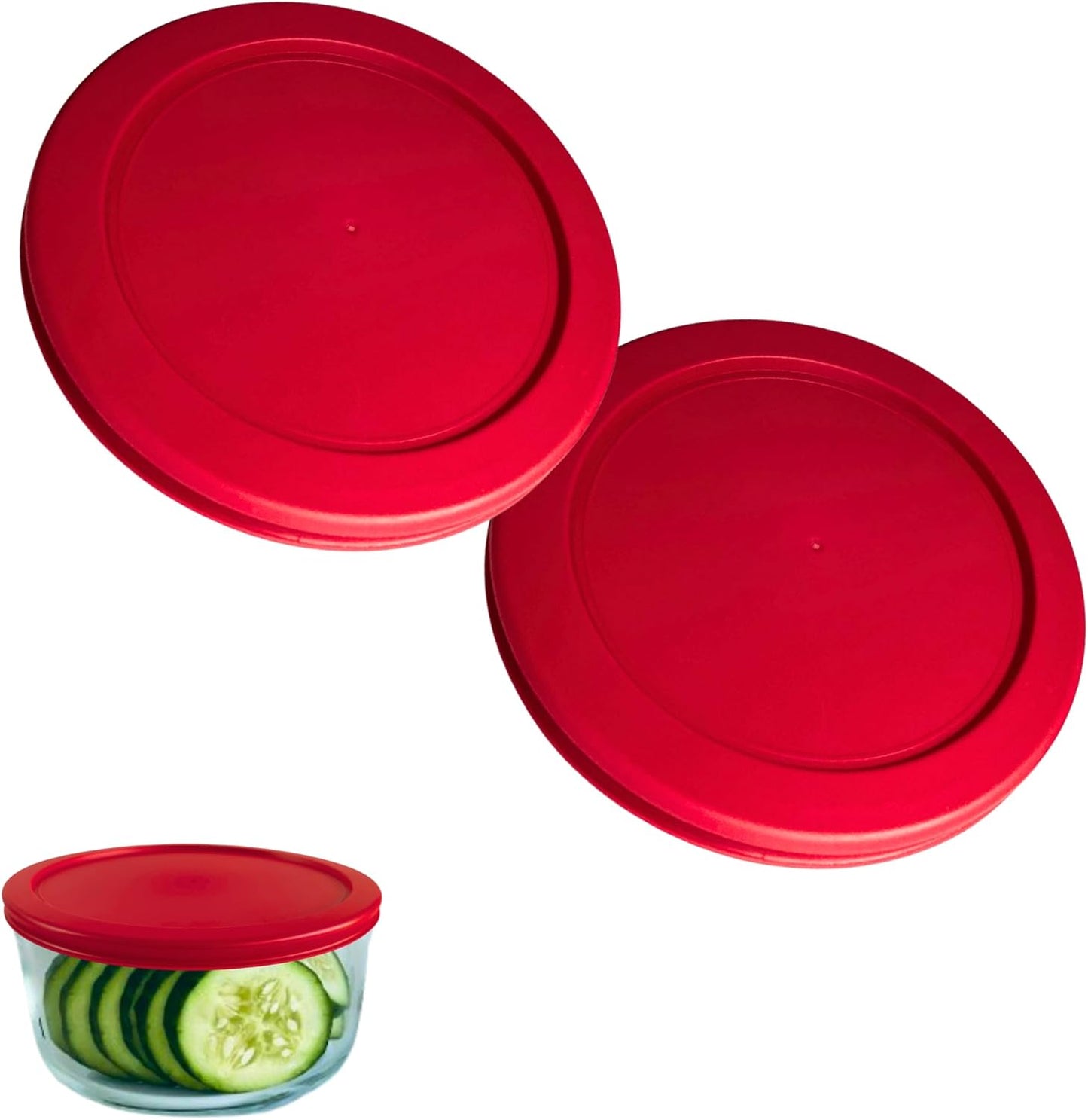 Tapas rojas para tazas Pyrex 7202-PC Anchor Hocking Klare Ware paquete de 2