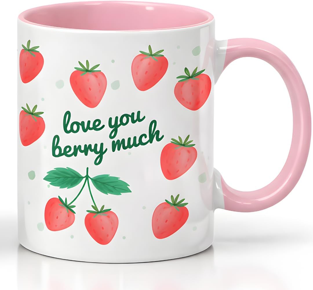 Taza de café de fresa 11 oz, regalo para mamá, abuela y hermana amante de las fresas