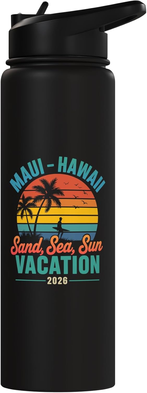 Botella de agua acero inoxidable aislada Maui Hawaii