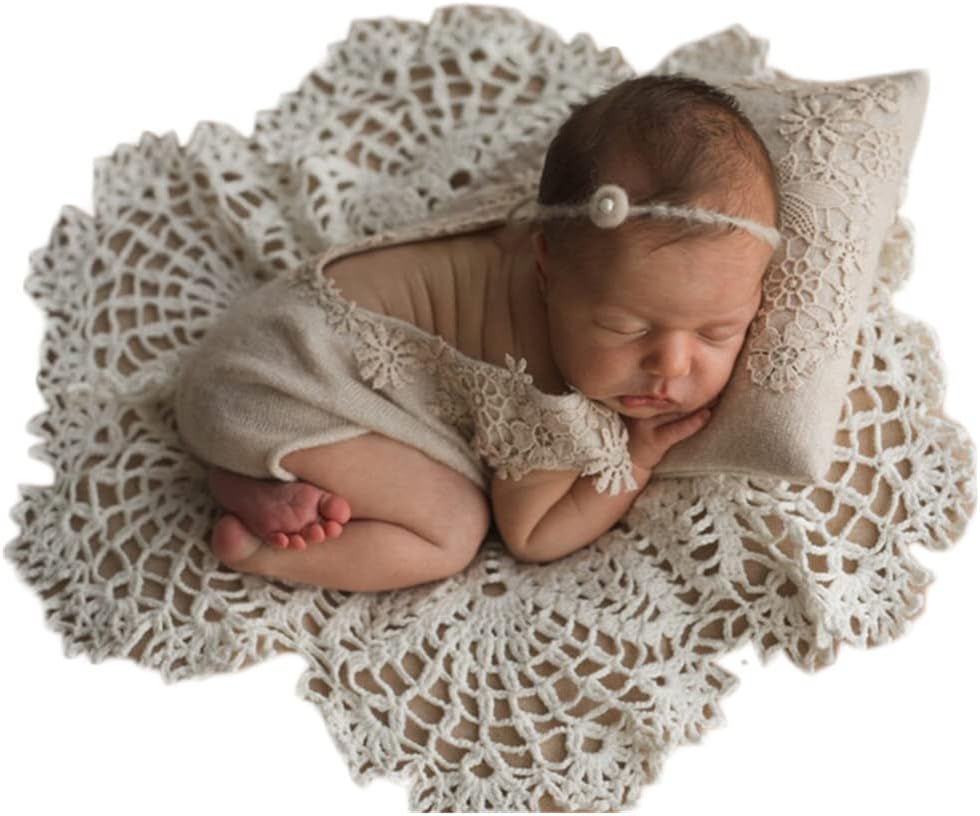 Almohada tapete bebé para fotos con encaje
