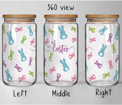 Taza de cristal con tapa y popote 16 oz, regalo de Pascua para mujer