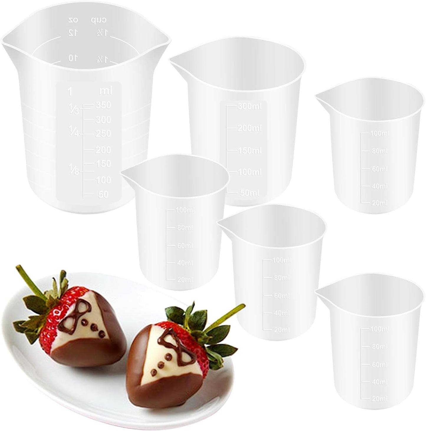 6 tazas de silicona para derretir chocolate con boquilla de vertido