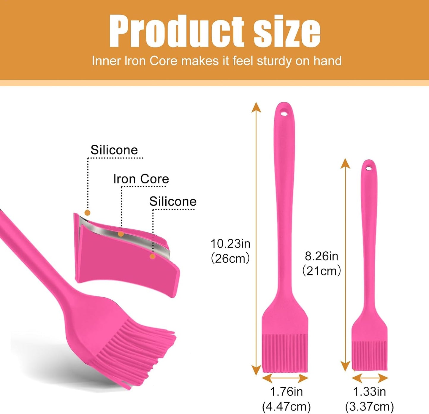Cepillo silicona para untar 2 pzas cocina barbacoa rosa