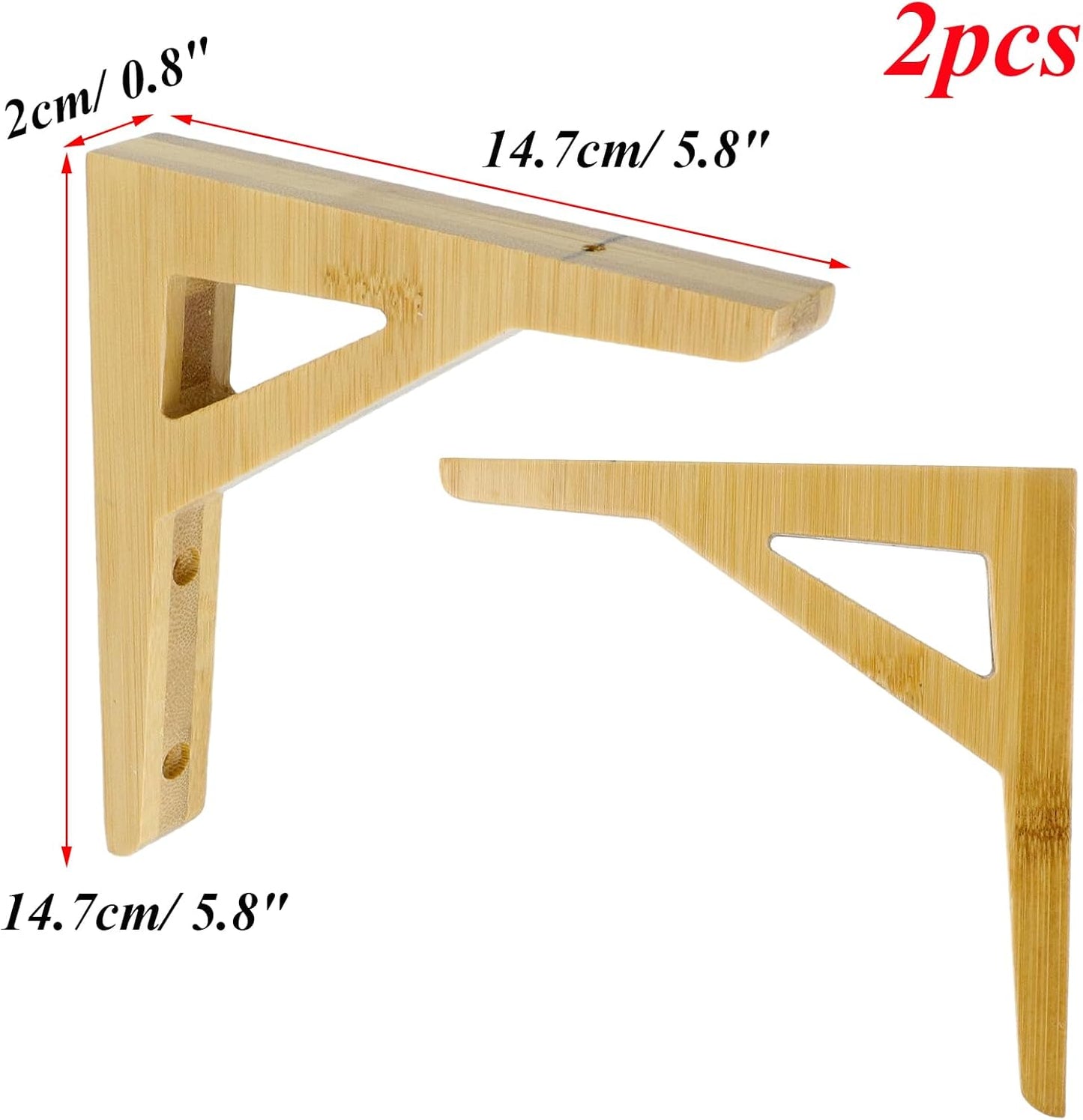 Soportes flotantes madera maciza para estantería pared set 2