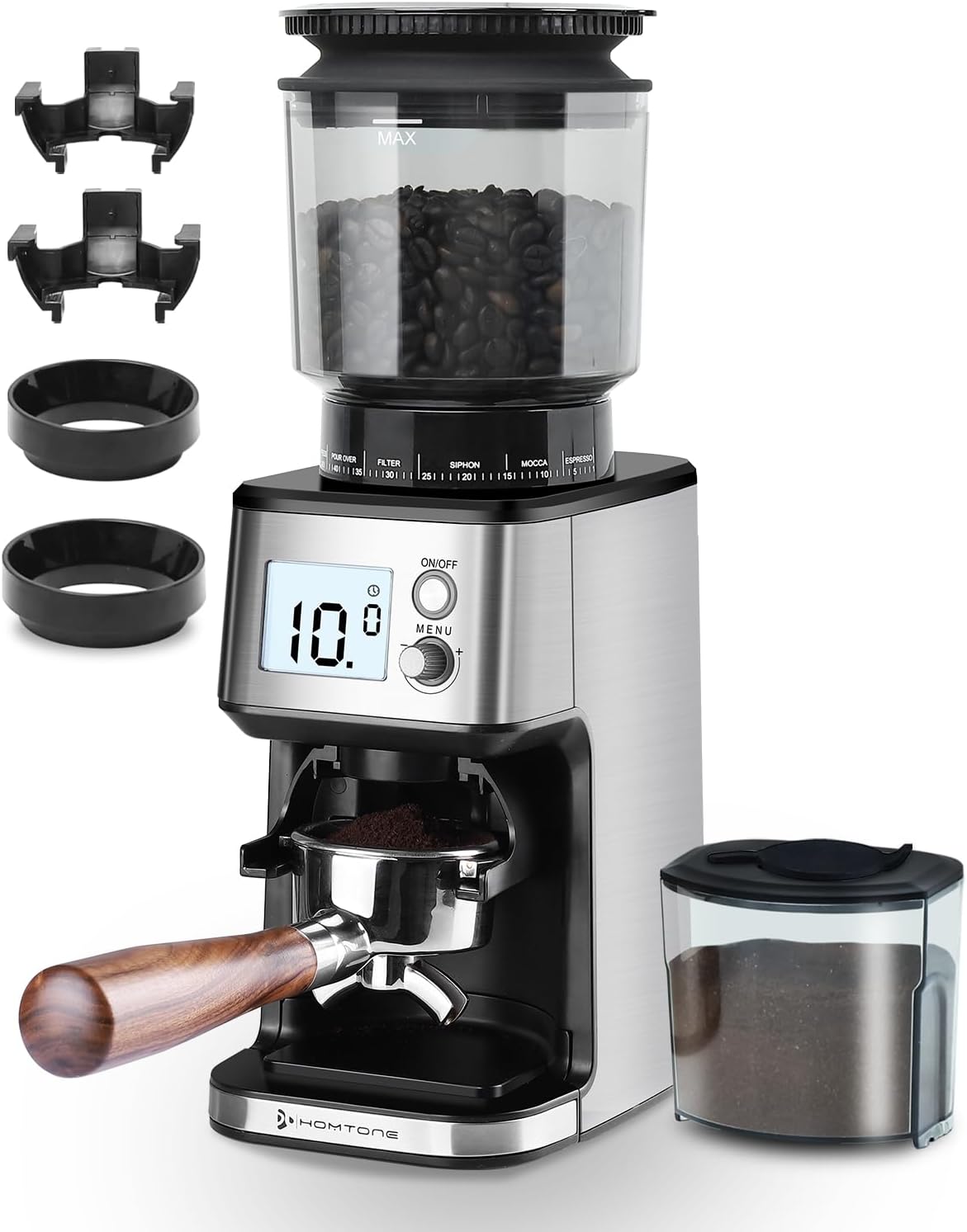 Molinillo Espresso Eléctrico 51 Ajustes Antiestático Bajo Ruido