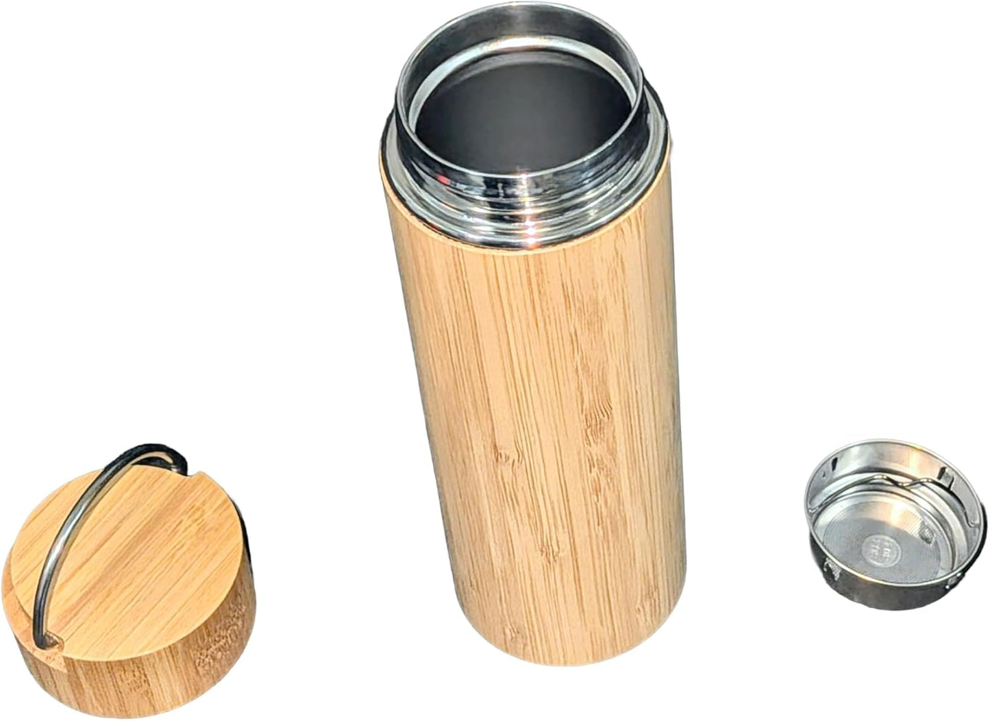 Botella infusora té bambú 17oz acero inox doble pared