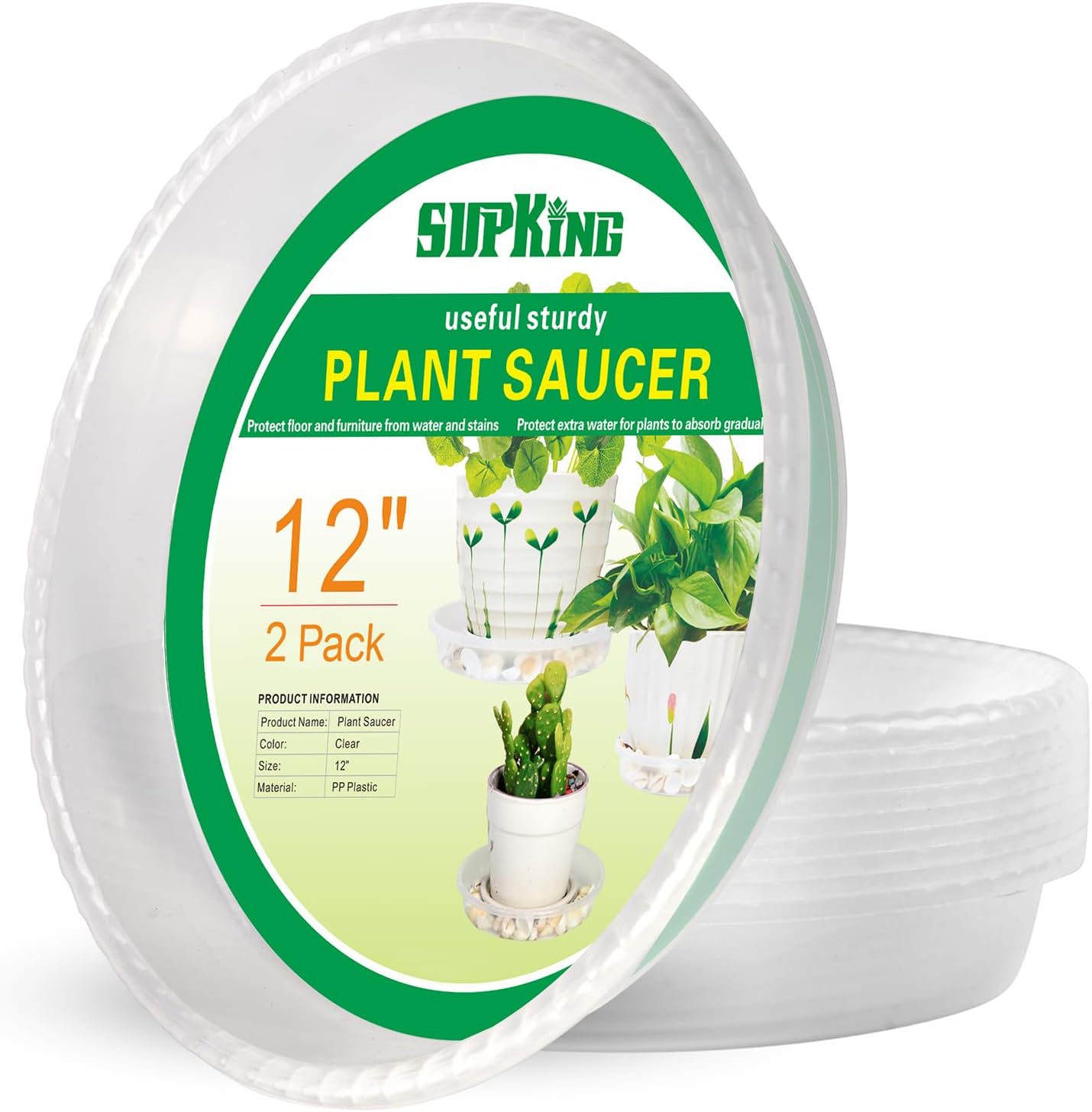 2 Pzas Platillos Planta 12pulg Bandeja Goteo Plástico Resistente