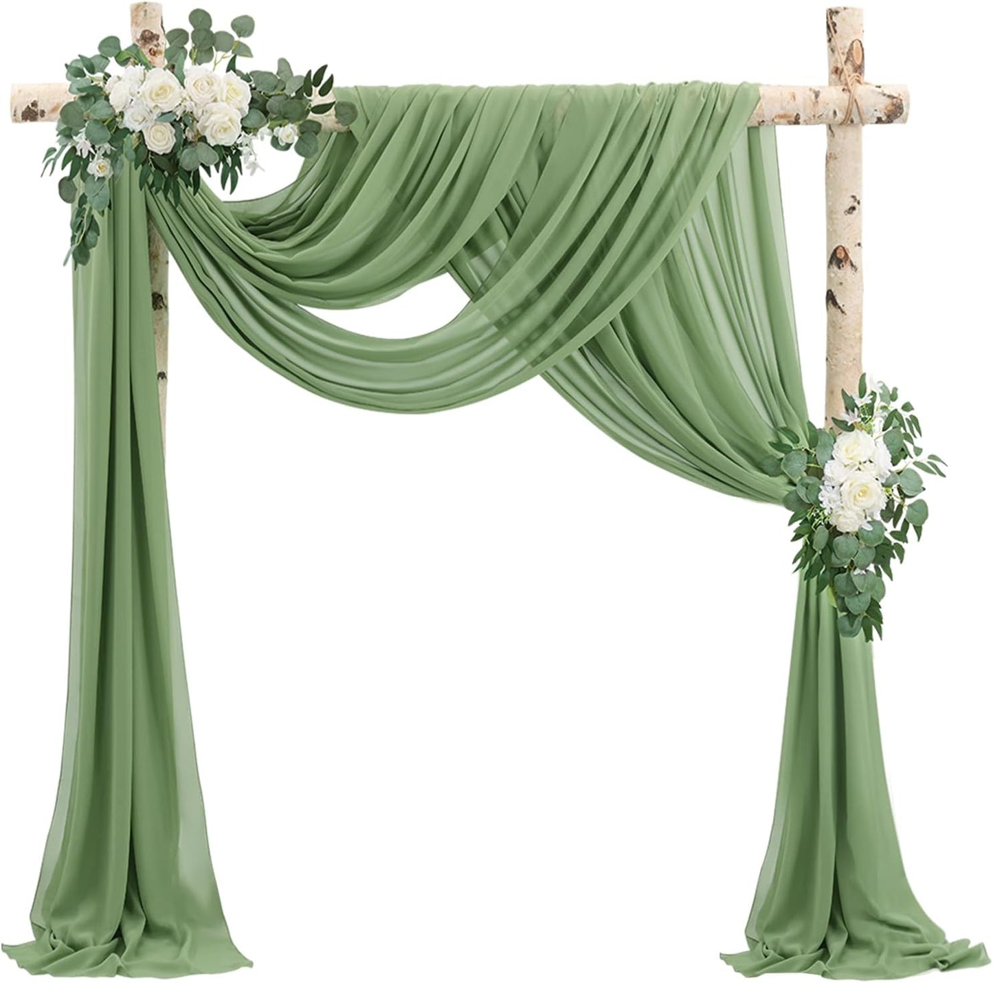 Tela drapeado arco boda 4 paneles 20ft x 28pulg verde salvia