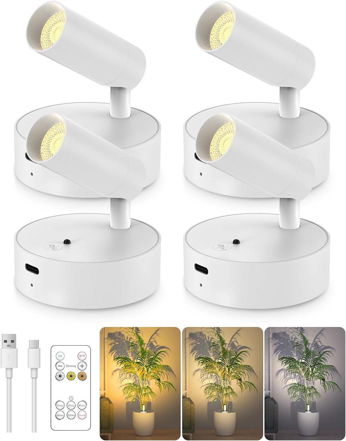 Focos interiores con control remoto 3 colores