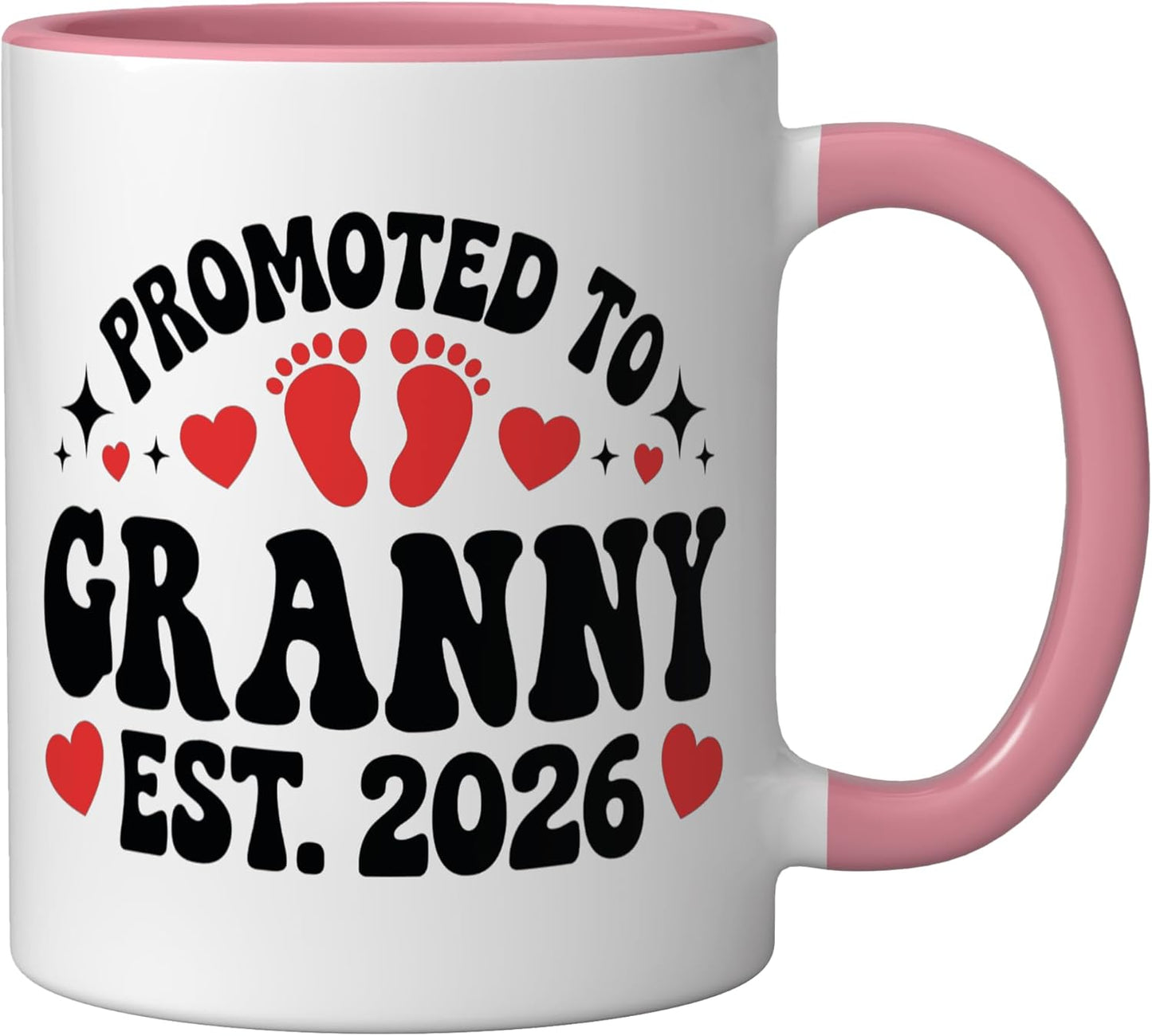Taza cerámica para bebé con mensaje de felicitaciones rosa/blanco
