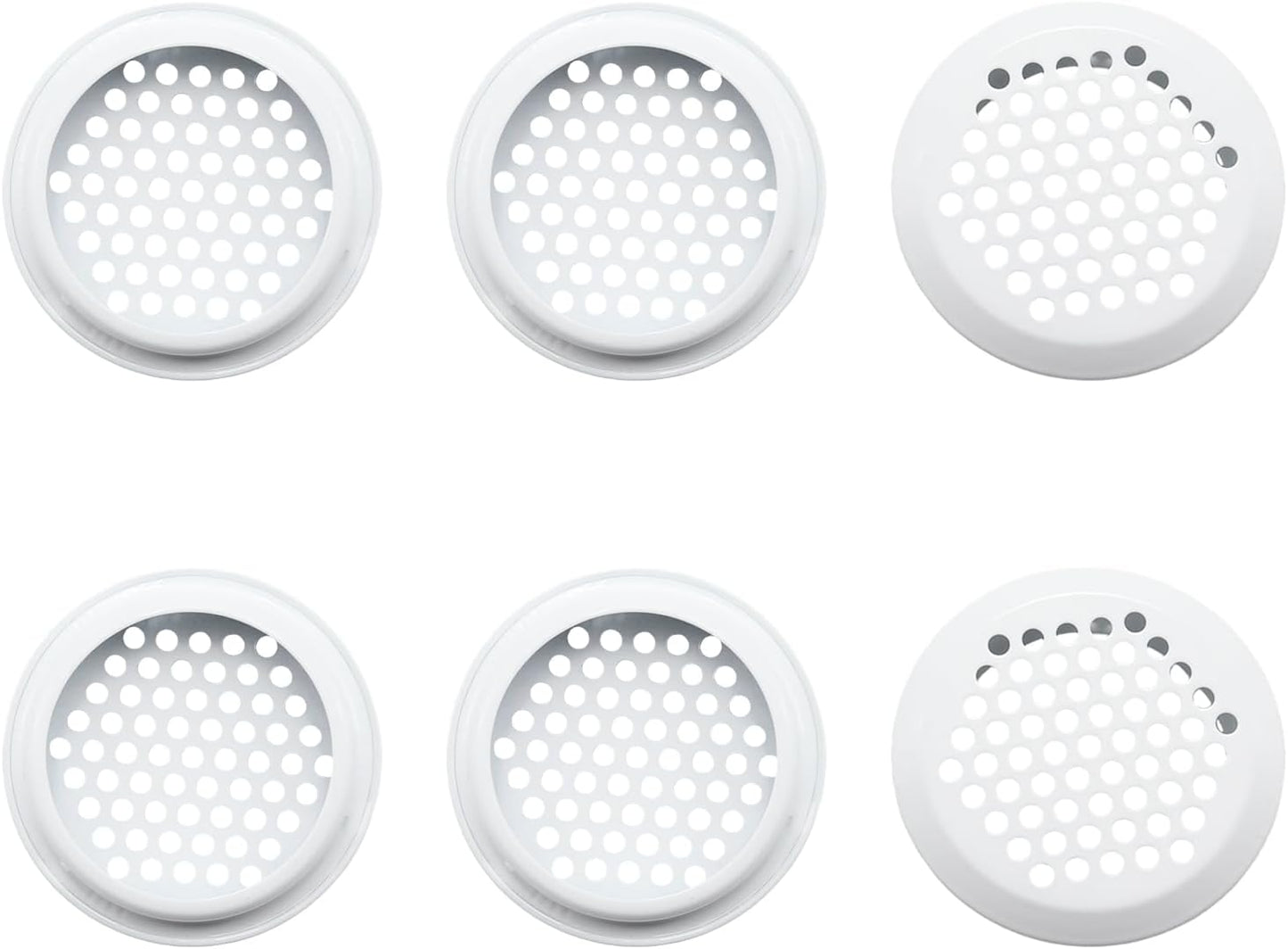 6 Rejillas Ventilación Redondas Acero Inox 2pulg Blanco