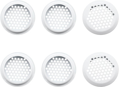 6 Rejillas Ventilación Redondas Acero Inox 2pulg Blanco