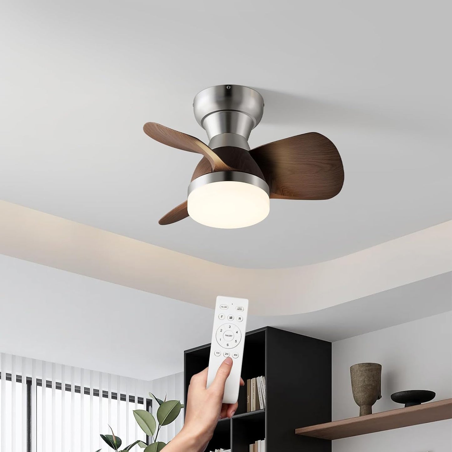 Ventilador techo 20pulg LED 3 aspas ABS 6 velocidades