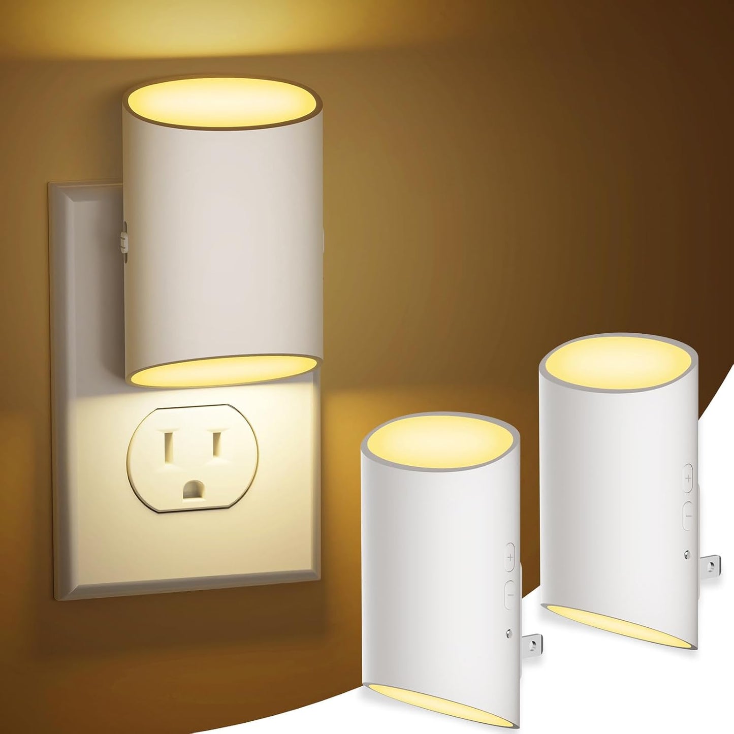 Luz nocturna enchufable sensor movimiento blanco suave
