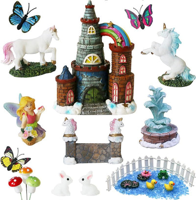 Figuras unicornio y hadas decoración jardín regalo cumpleaños