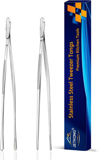 Pinzas de cocina de acero inoxidable JETKONG 9 pulgadas plateado