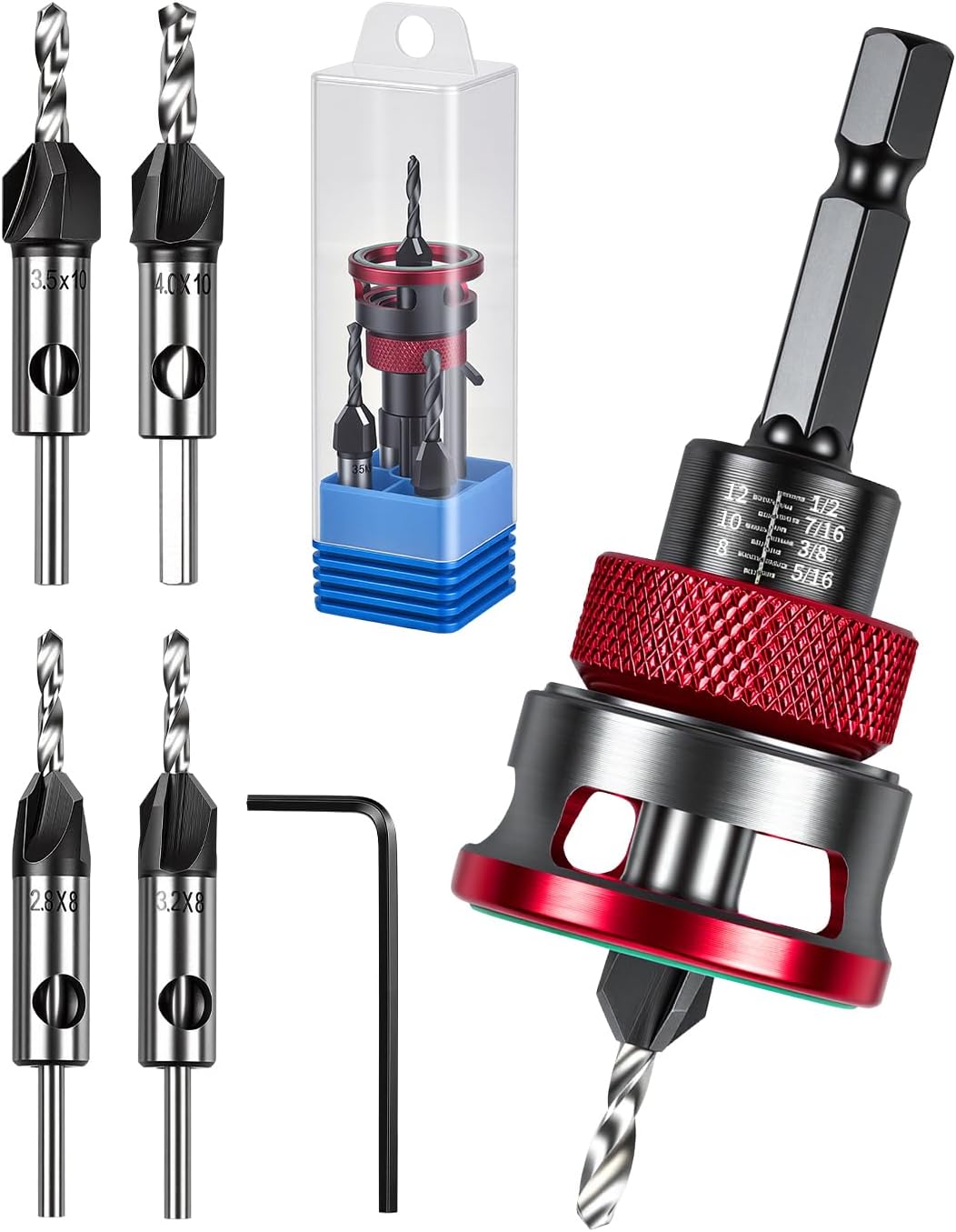 Set 7 brocas avellanadas HSS M2 82grados carpintería