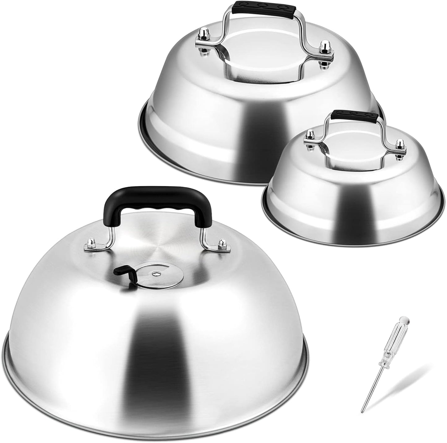 Set 3 Cúpulas Fundir Queso Acero Inox Ventilación Ajustable