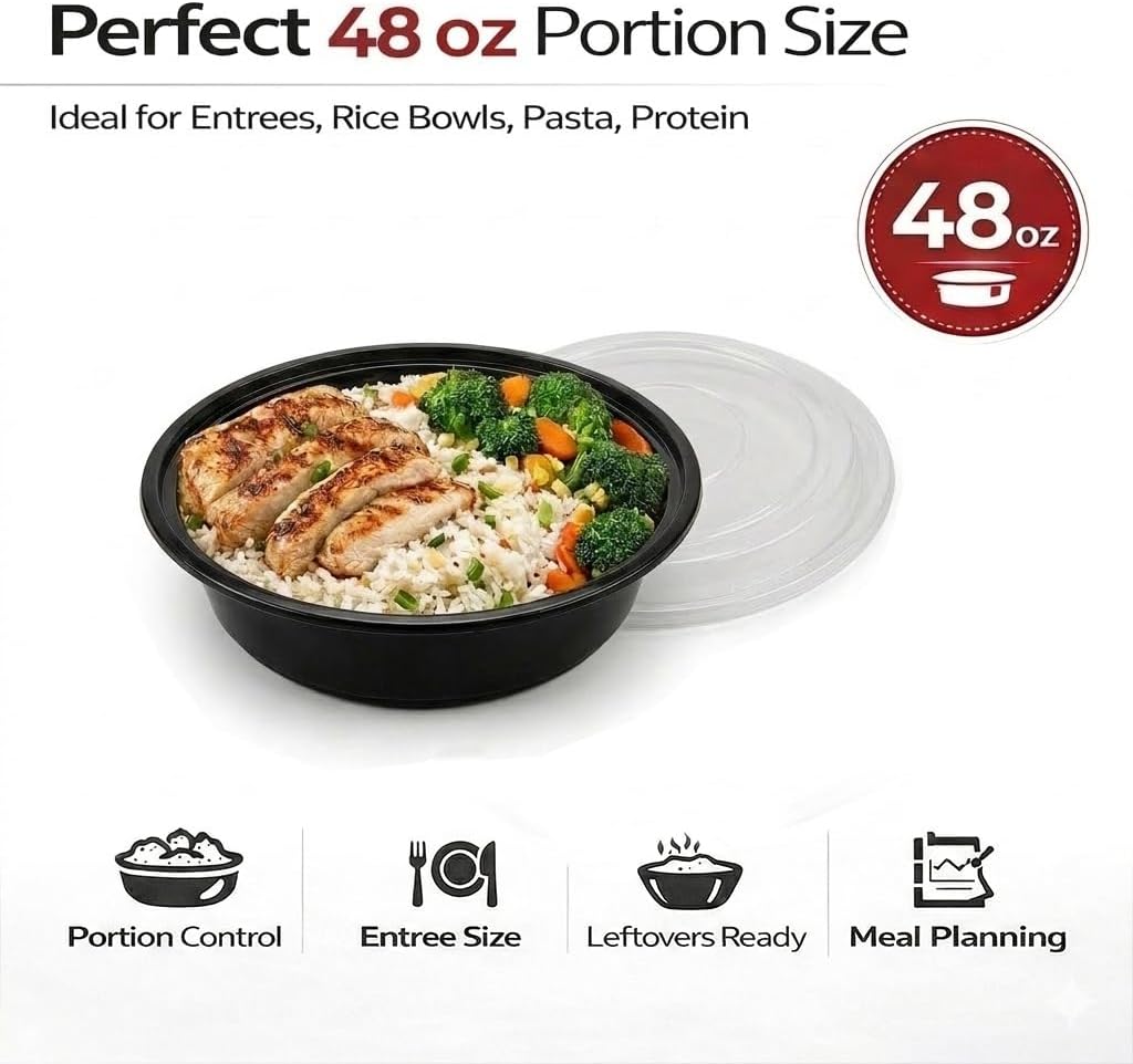Contenedores 48oz negro herméticos portables set 150