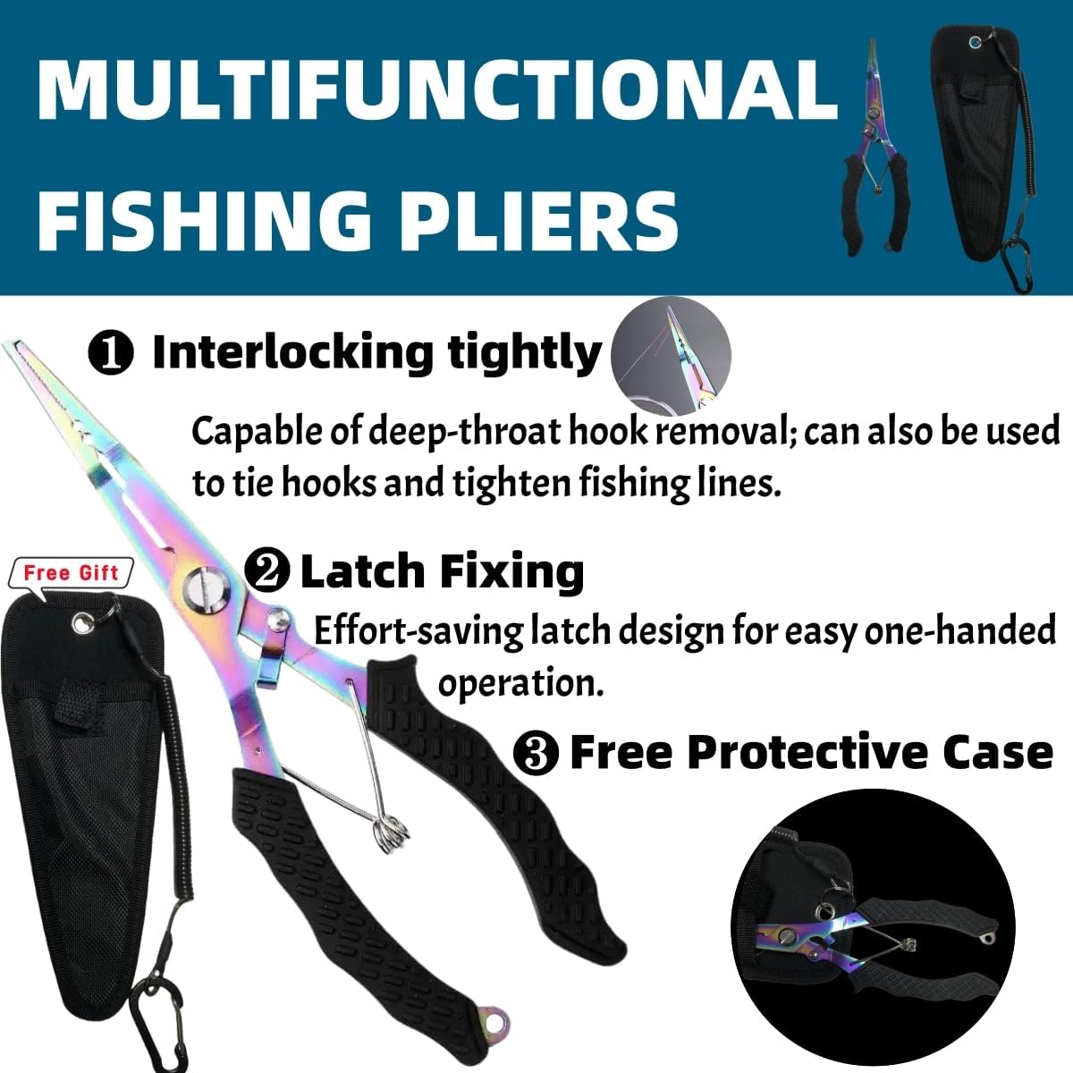 Set 9 Pzas Herramientas Pesca Profesional con Funda