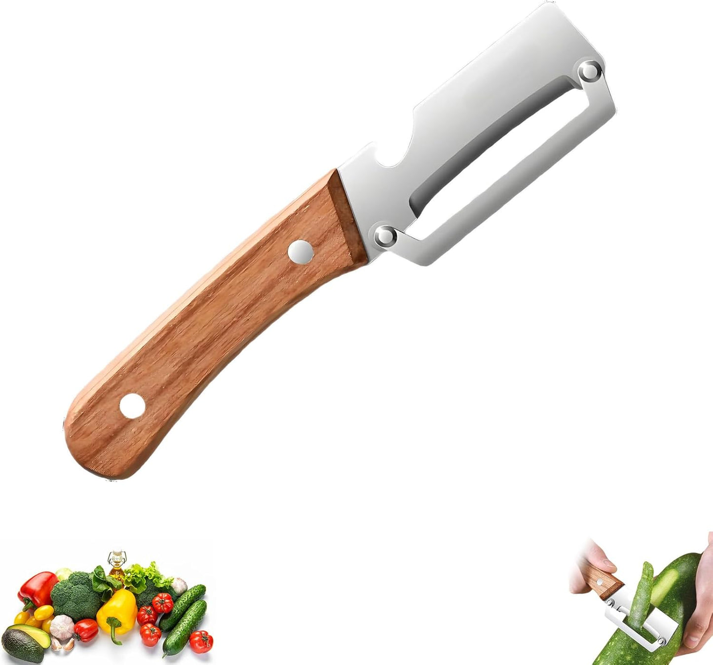 Pelador multifuncional 2 en 1 para frutas y verduras con abridor de botellas