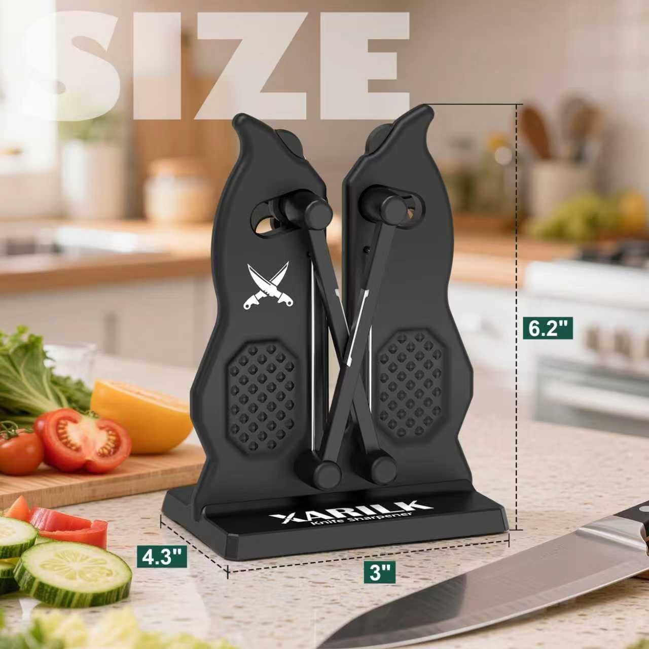 Afilador manual de cuchillos con carburo de tungsteno autoajustable para cocina y EDC