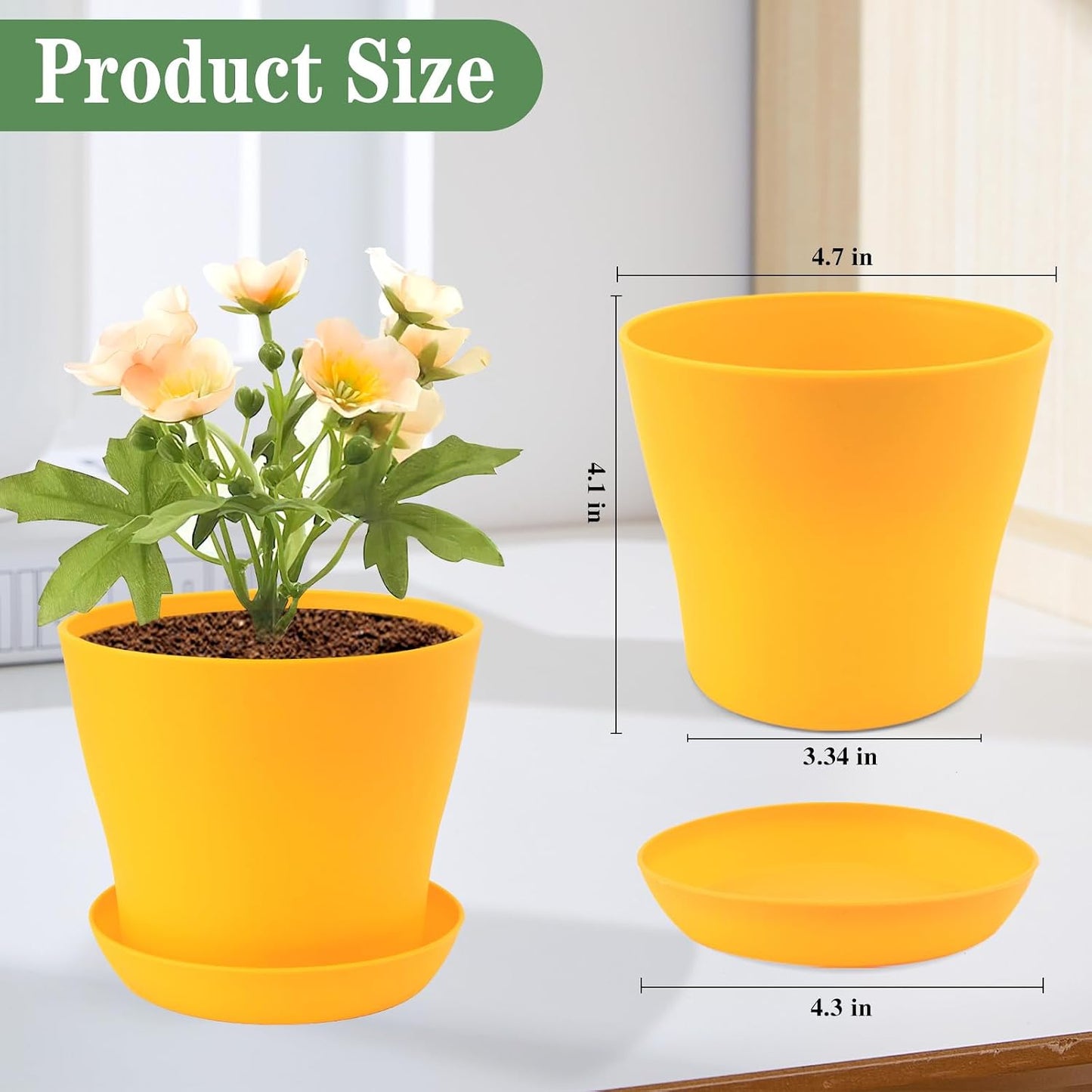 8 Macetas Plástico 4.7pulg Interiores Exteriores con Platillos
