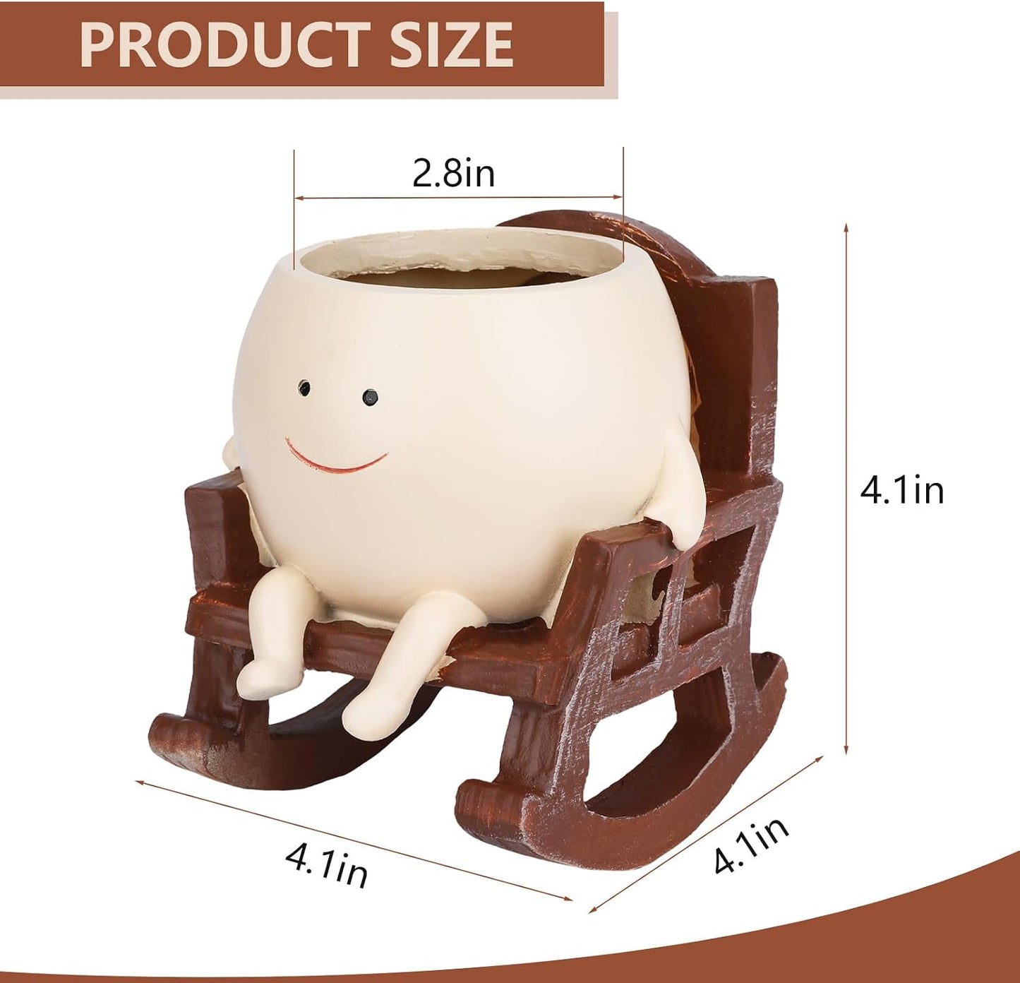 Maceta Cara Sonriente en Forma de Silla de Balancín con Drenaje