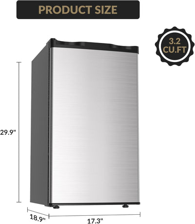 Mini refrigerador con congelador 3.2 pies cúbicos puerta reversible