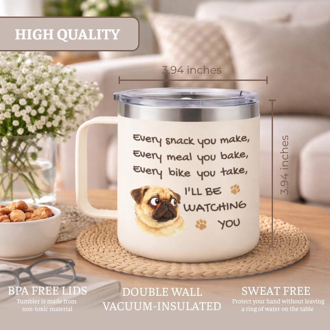 Vaso de acero inoxidable regalo para amantes de los pug