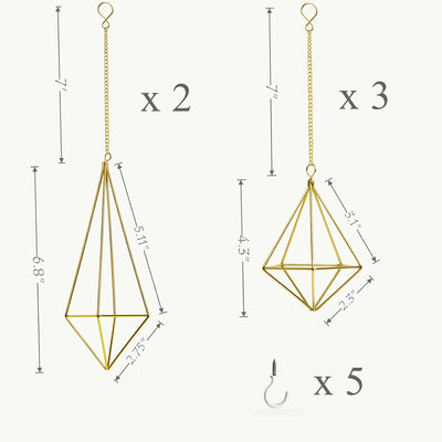 Soporte colgante Tillandsia metal dorado decoración casa 5uds