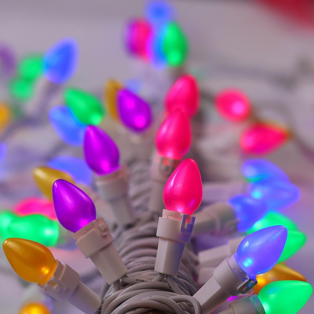 Cadena luces Pascua 13ft 2x50ud multicolor pastel cable blanco