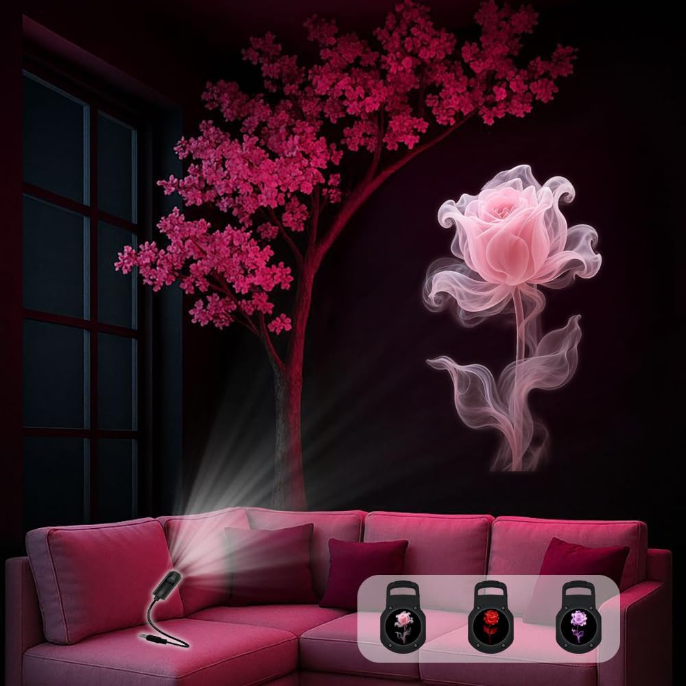Luz proyección patrón floral cambia colores romantic