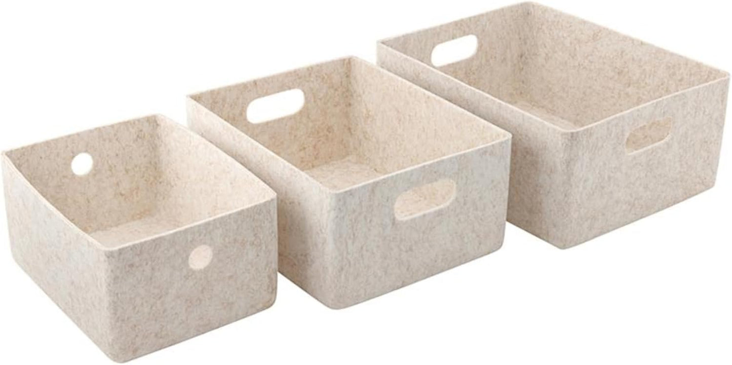 Juego de 3 cubos decorativos de fieltro grande 13 x 10.5 pulgadas