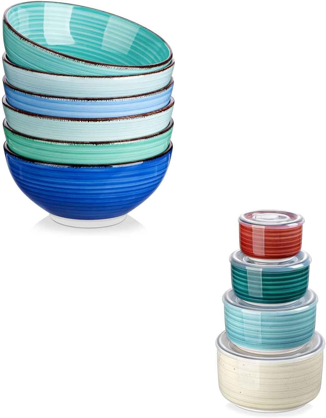 Set 6 Cuencos Cereales 27oz Con Tapas