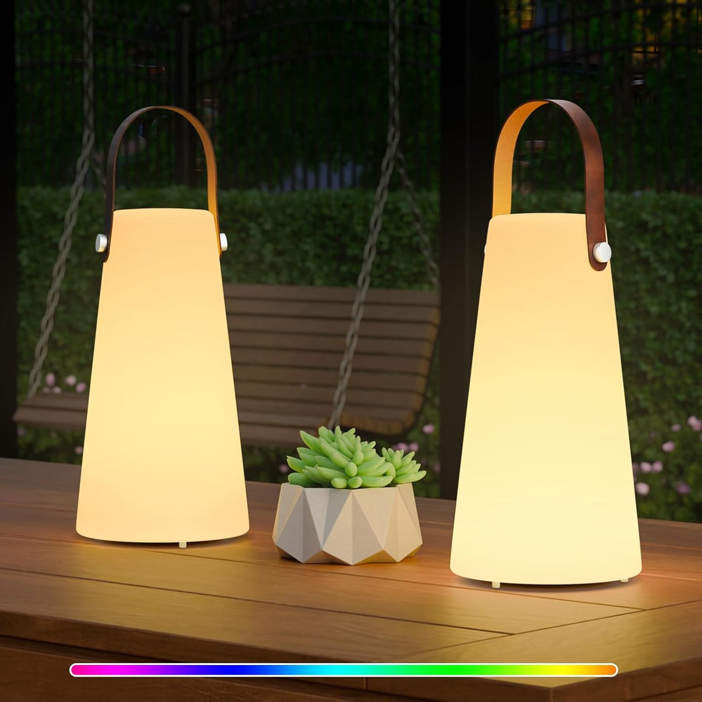 2 Lámparas Exteriores Recargables IP44 RGB Portátiles Inalámbricas