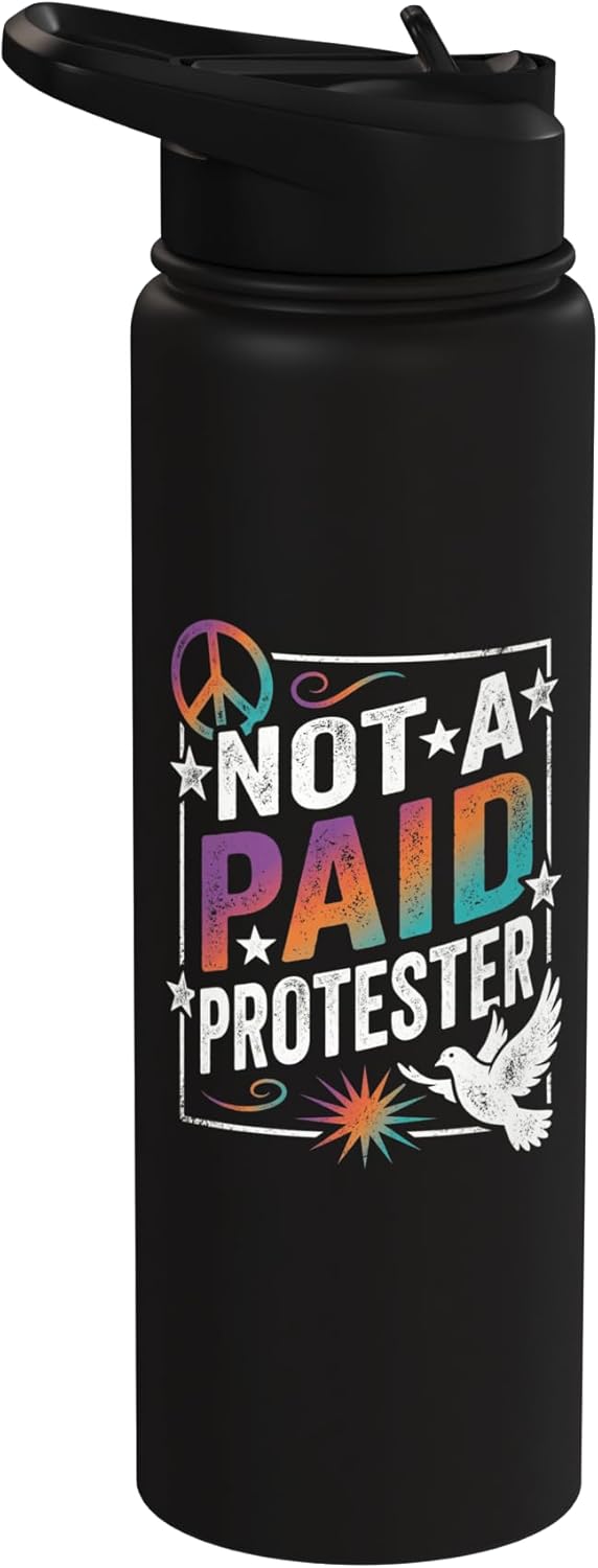 Botella de agua aislada acero inoxidable diseño paz democracia