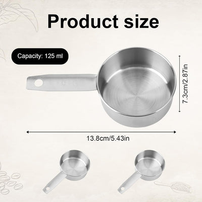 2 Cucharas Medidoras Acero Inox 4.2oz Escala Interior Plateado