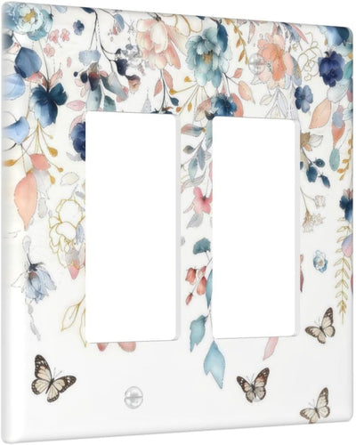 Cubierta interruptor luz floral acuarela azul placa pared doble