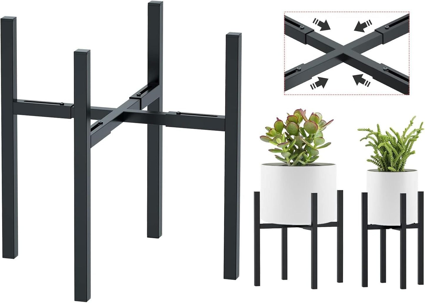 Soporte plantas metal ajustable 8-14pulg moderno para exteriores