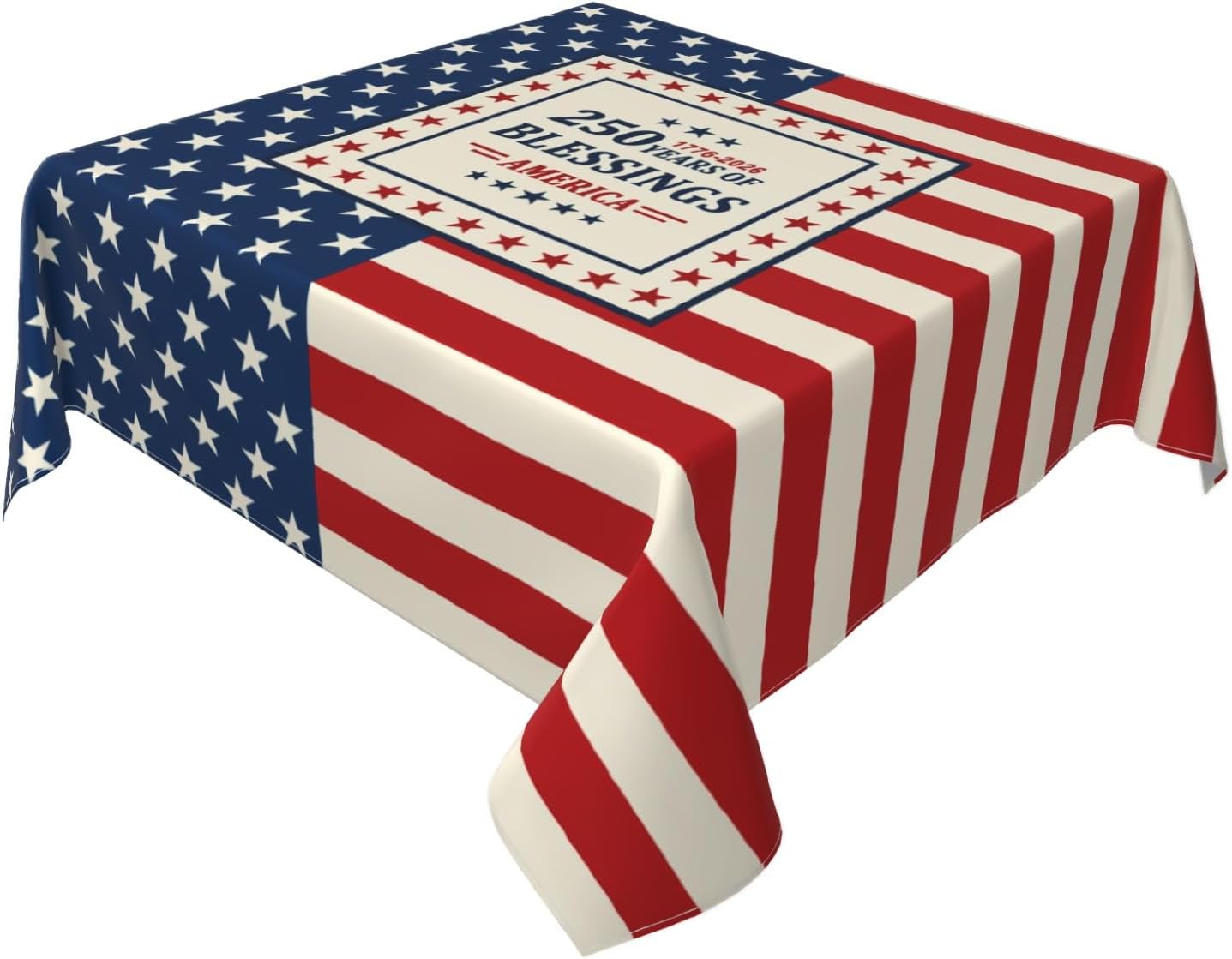 Mantel Estrella Bandera EE.UU. 52x52 pulg 1776-2026 lavable