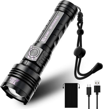 Linterna recargable USB-C 3000 lúmenes táctica con zoom