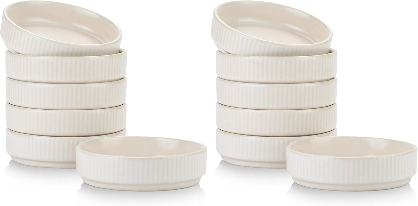 Set 6 Tazones Cerámica Salsa Soja 4oz Blanco Mate