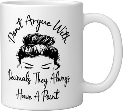 Taza de cerámica para matemáticas sin argumentar con decimales